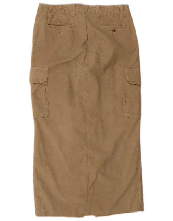 Zara Damen Cord-Cargorock EU 42 Large W32 Beige Baumwolle