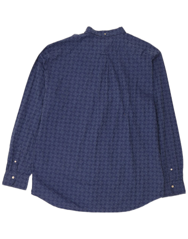 Gant Herren-Hemd mit normaler Passform, Größe 47/48, 19, 3XL, blaue geometrische Baumwolle