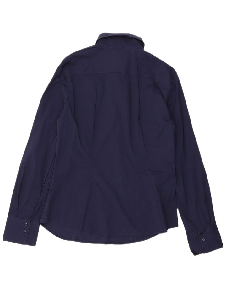 Benetton Damen-Pullover-Hemd, UK 44, Größe L, Marineblau, Baumwolle