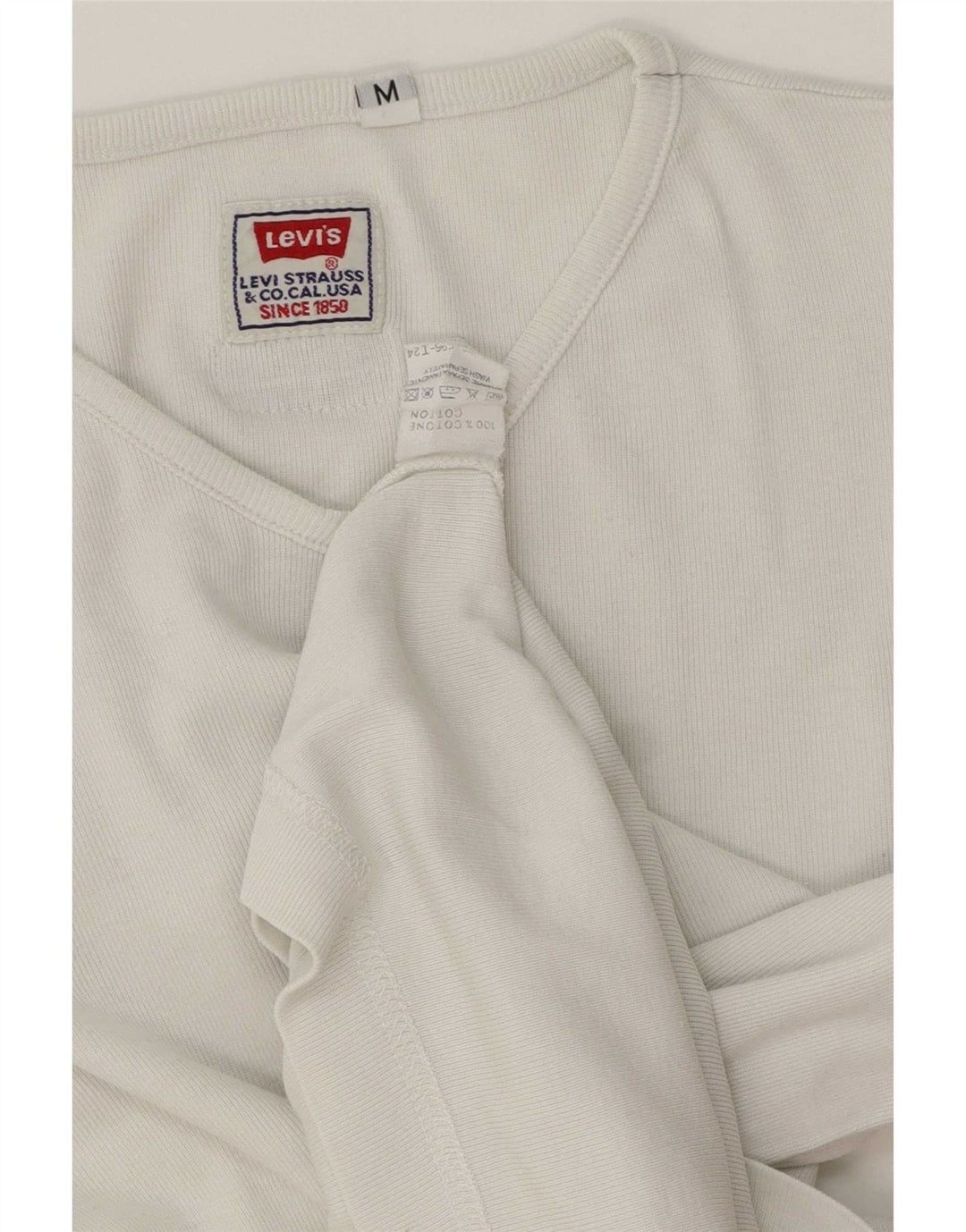Levi's Damen Top Langarm UK 14 Mittelweiße Baumwolle