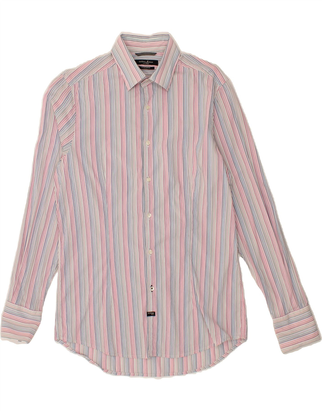 GUESS BY MARCIANO Mens Regular Fit Shirt Large Multicoloured Striped Vintage Guess By Marciano and Second-Hand Guess By Marciano from Messina Hembry 