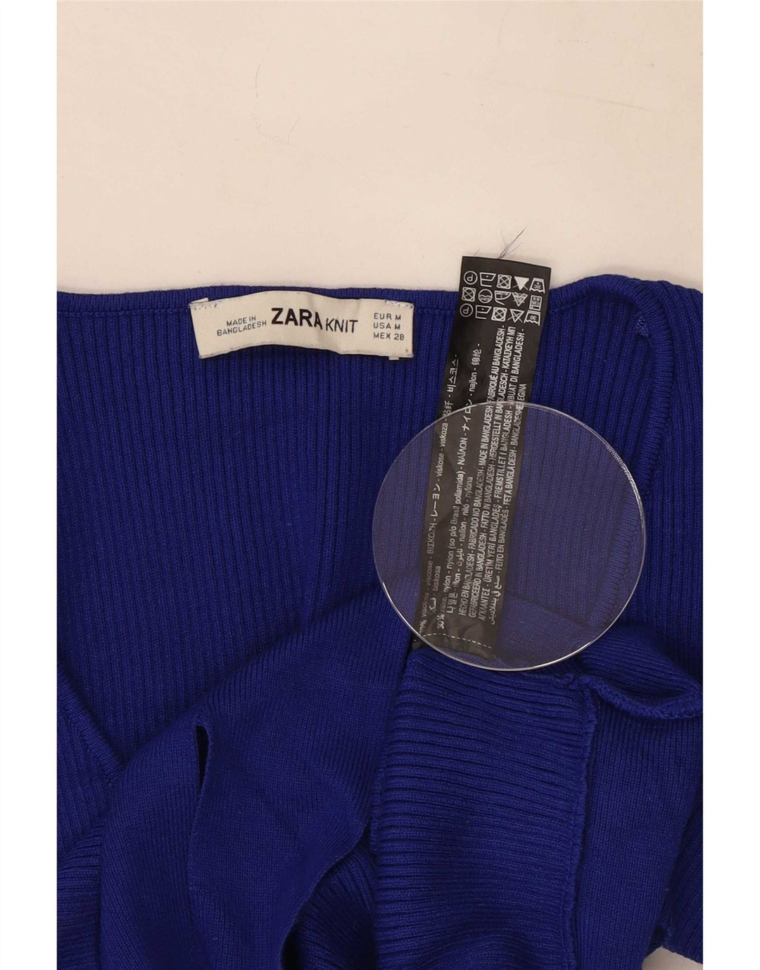 Zara Damen Crop Top UK 12 Mittelblaue Viskose