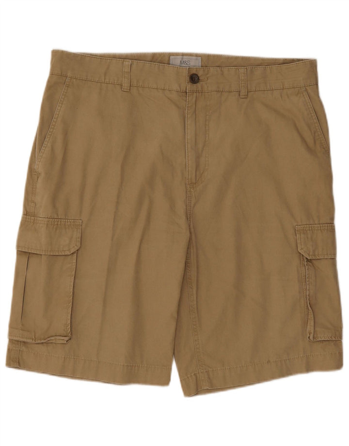 Marks & Spencer Herren Cargoshorts W34 Large Beige Baumwolle