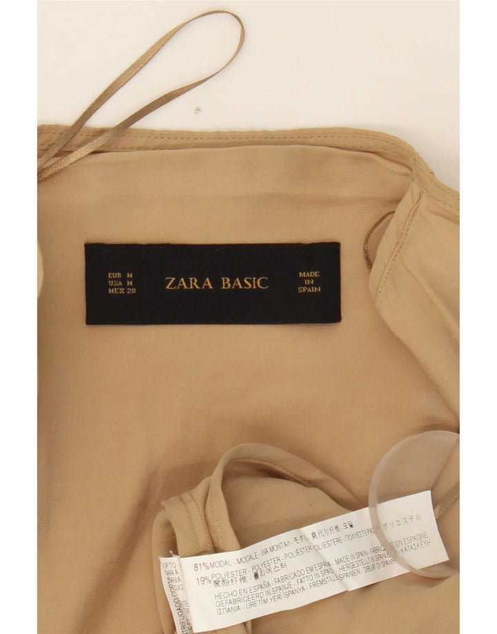 Zara Damen Open Waterfall Jacke UK 14 Medium Beige Modal
