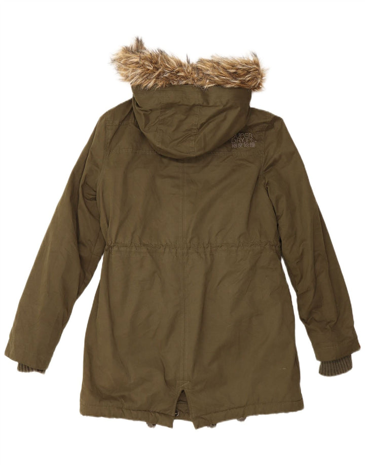 Superdry Damen-Parka mit Kapuze, UK 14, Größe L, Grün, Polyester