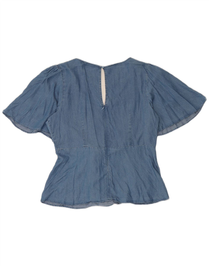 Oasis Damen-Blusenoberteil UK 14 Mittelblaues Lyocell