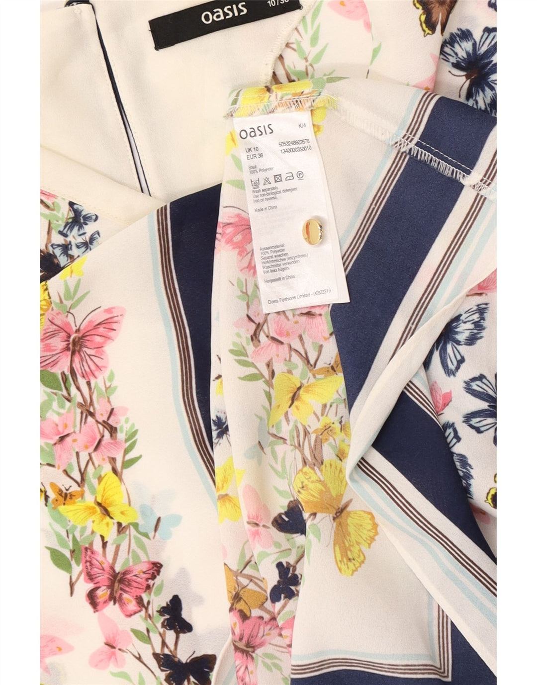 Oasis Damen-Blusenoberteil, UK-Größe 40, Größe S, weiß, geblümt, Polyester