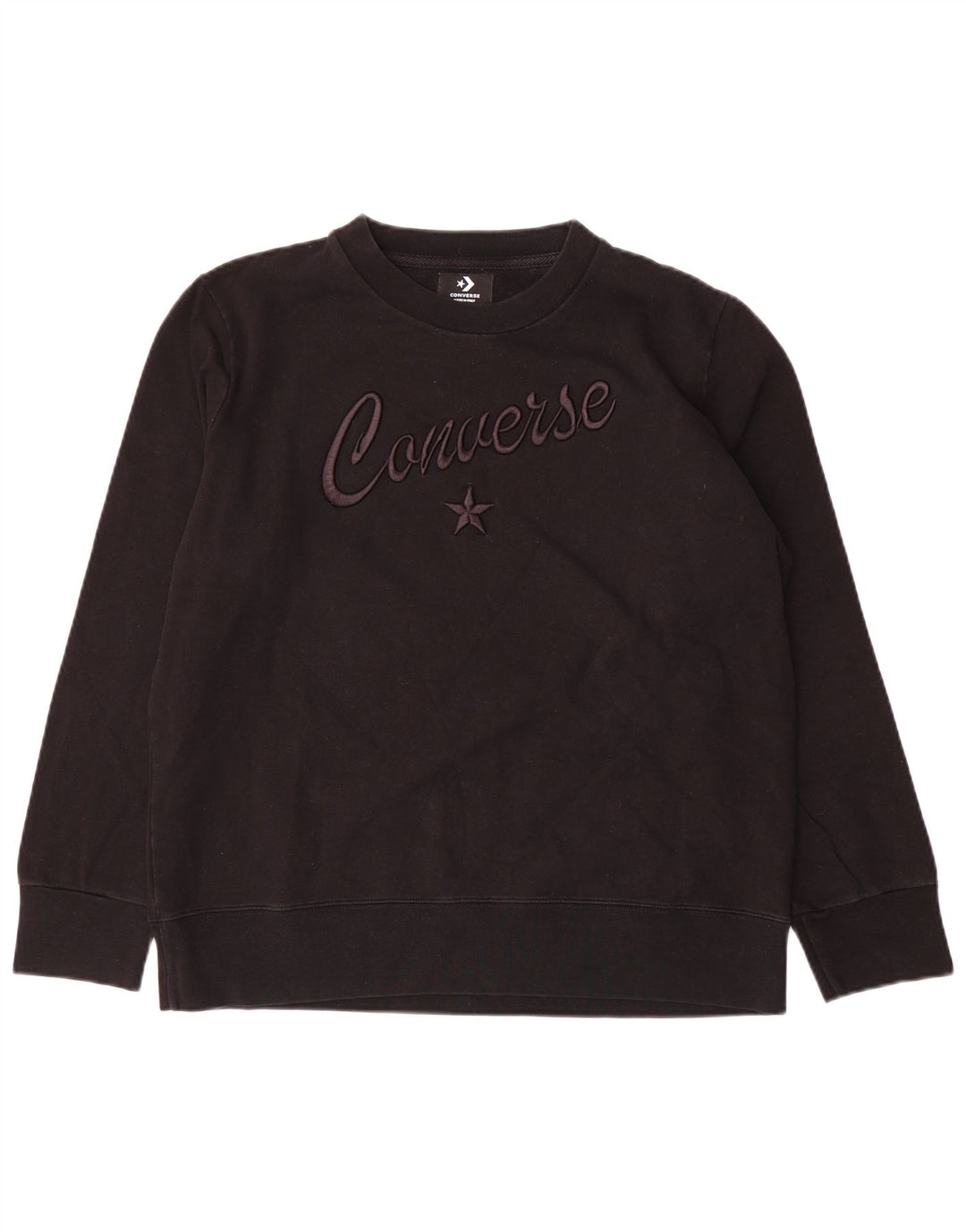 Converse Damen Grafik-Sweatshirt-Pullover UK 16 Große schwarze Baumwolle