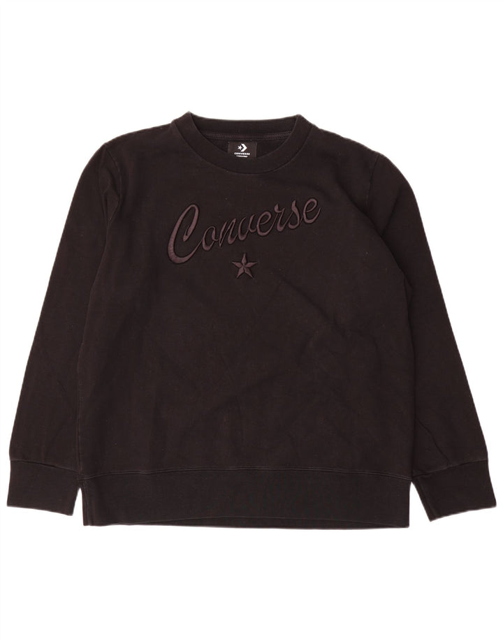 Converse Damen Grafik-Sweatshirt-Pullover UK 16 Große schwarze Baumwolle