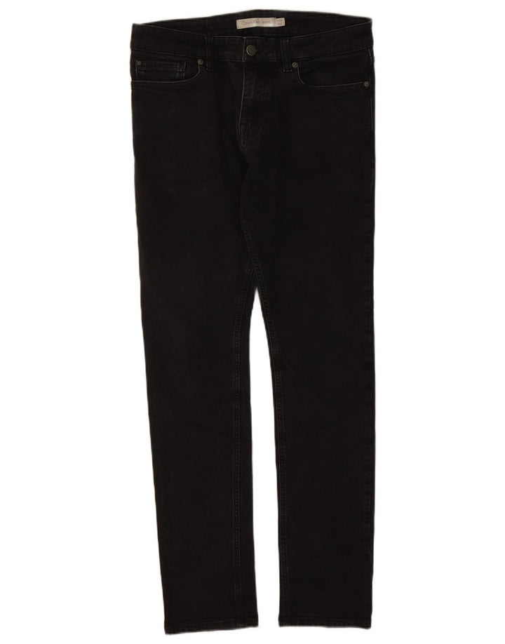 Calvin Klein Herren Slim Jeans W32 L32 Schwarze Baumwolle