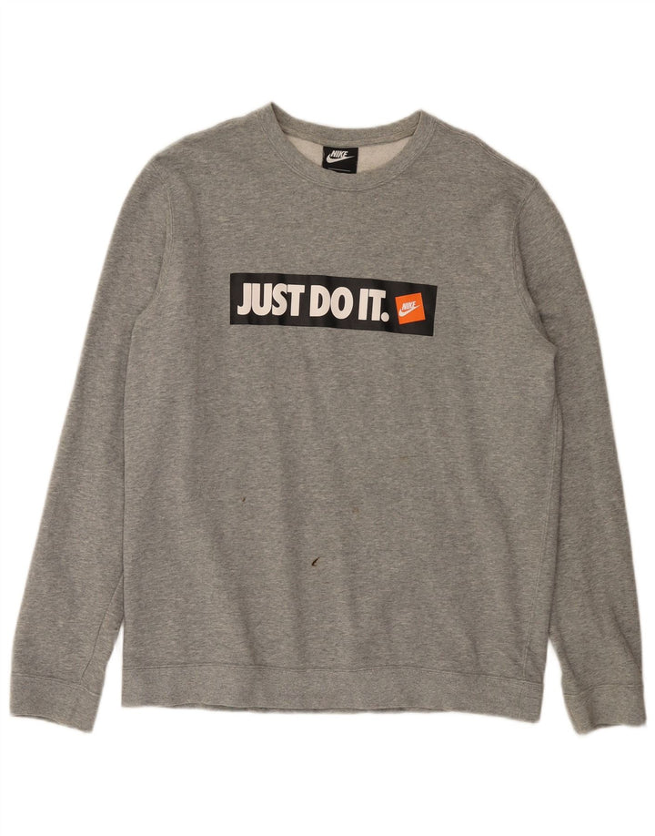 Nike Herren-Sweatshirt mit Grafik, groß, grau gefleckte Baumwolle