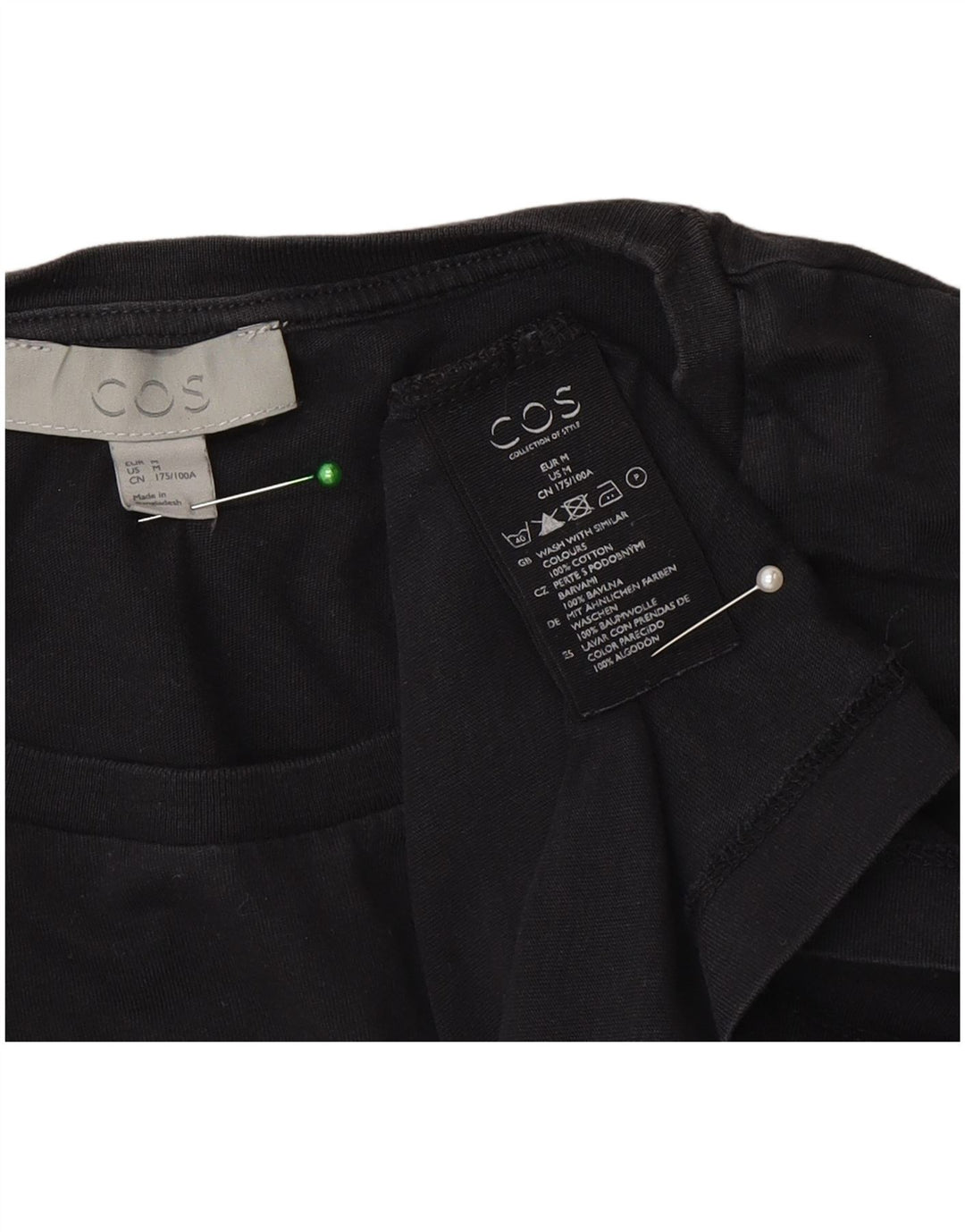 Cos Herren T-Shirt Top Medium Schwarz Baumwolle