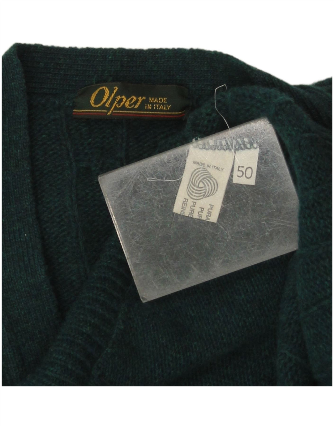 Vintage Herren Cardigan Pullover IT 50 Mittelgrüne Wolle
