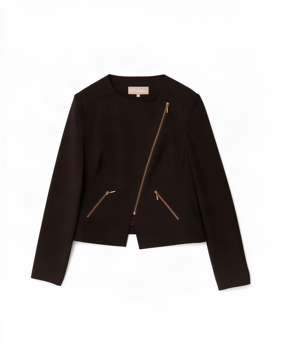 Marks & Spencer Damen-Blazer mit durchgehendem Reißverschluss, UK 14, Mittelschwarz, Polyester