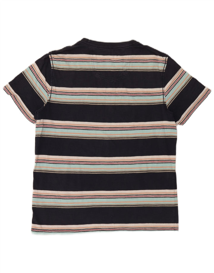 FAT FACE Herren T-Shirt Top Mittelschwarz gestreift aus Baumwolle