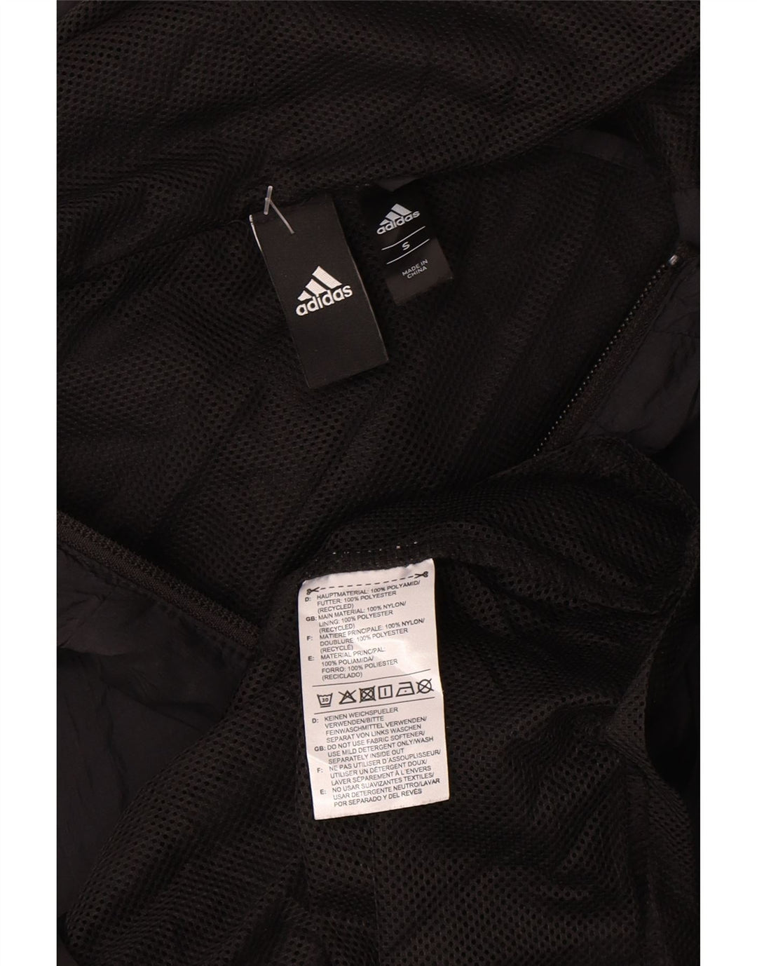 Adidas Damen Regenjacke mit Kapuze UK 10 Small Schwarz Polyamid