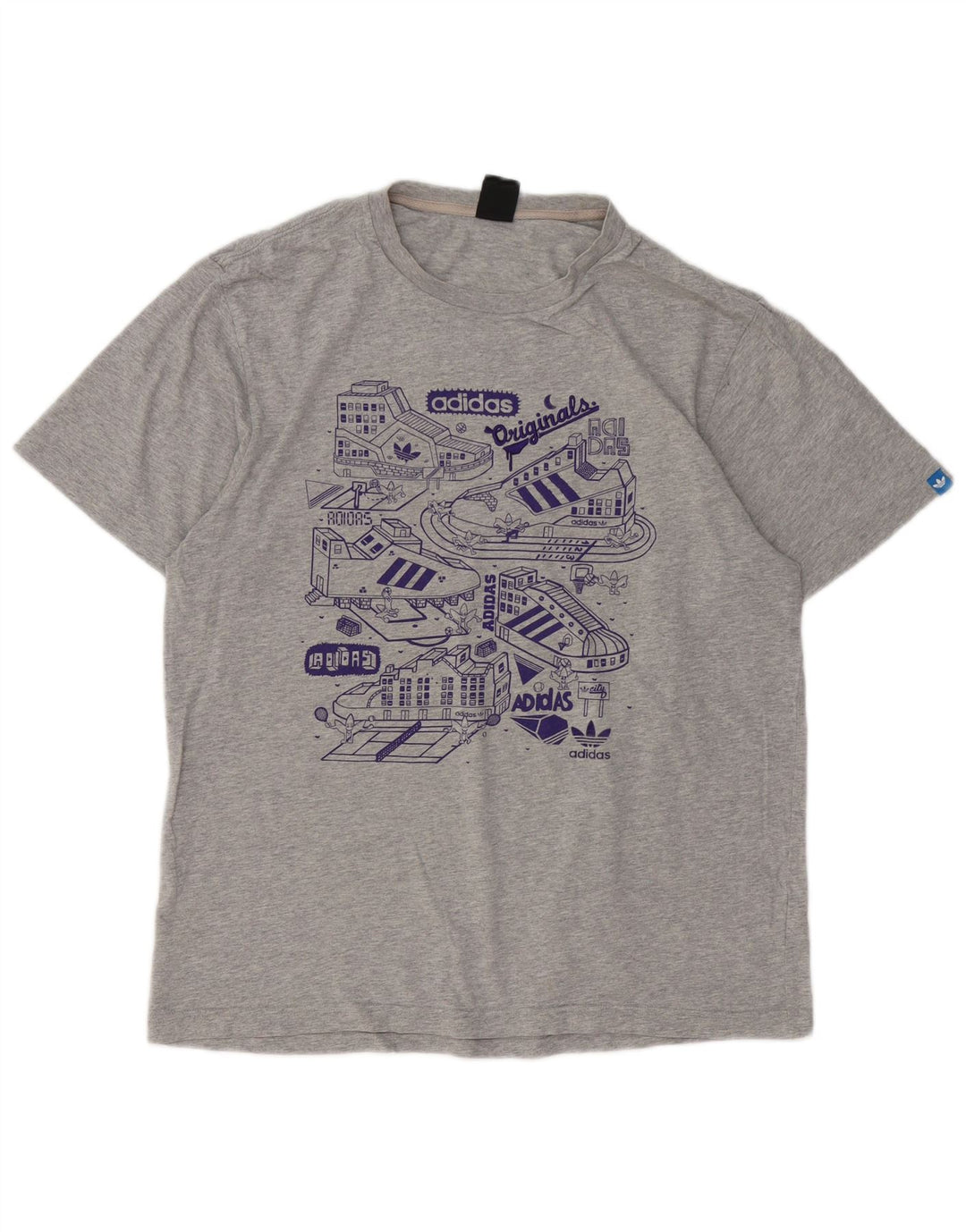 Adidas Herren Grafik T-Shirt Top Large Grau Baumwolle