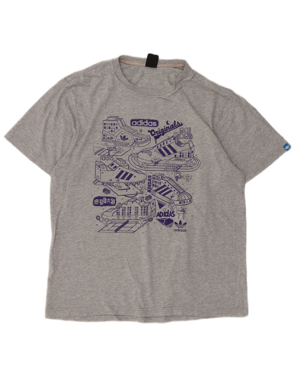Adidas Herren Grafik T-Shirt Top Large Grau Baumwolle