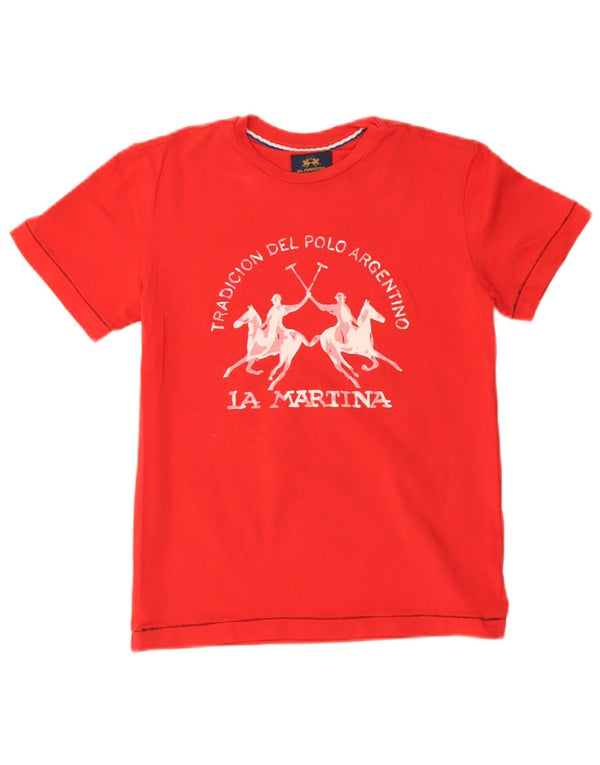 La Martina Jungen-T-Shirt mit Grafik, 9–10 Jahre, Rot