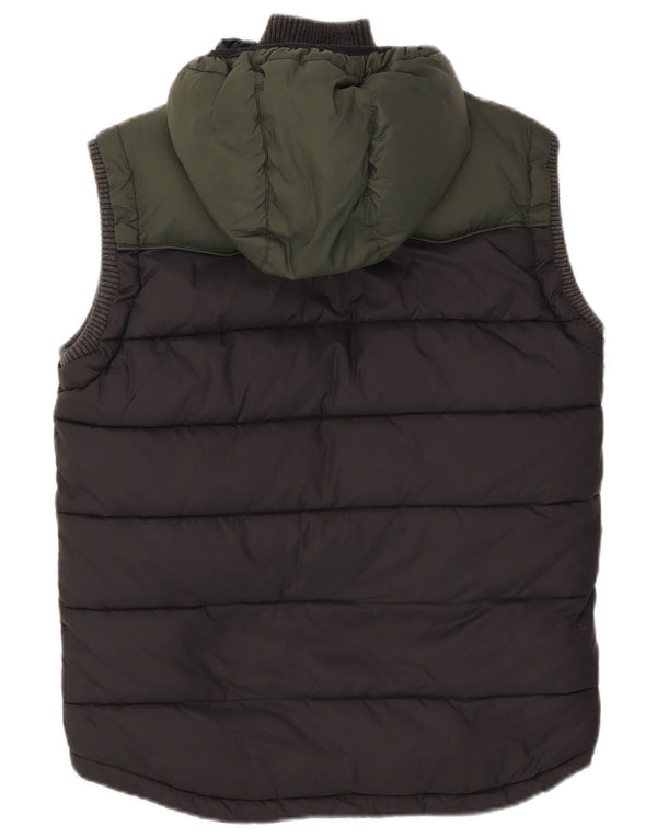 Superdry wattierte Herren-Weste mit Kapuze, UK 38, Mittelschwarzes Colourblock-Nylon