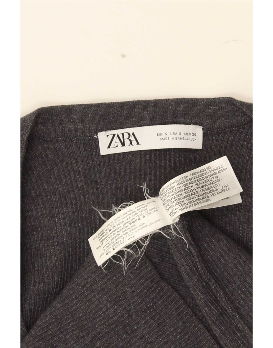 Zara Damen Crop Top UK 8 Small Graue Baumwolle