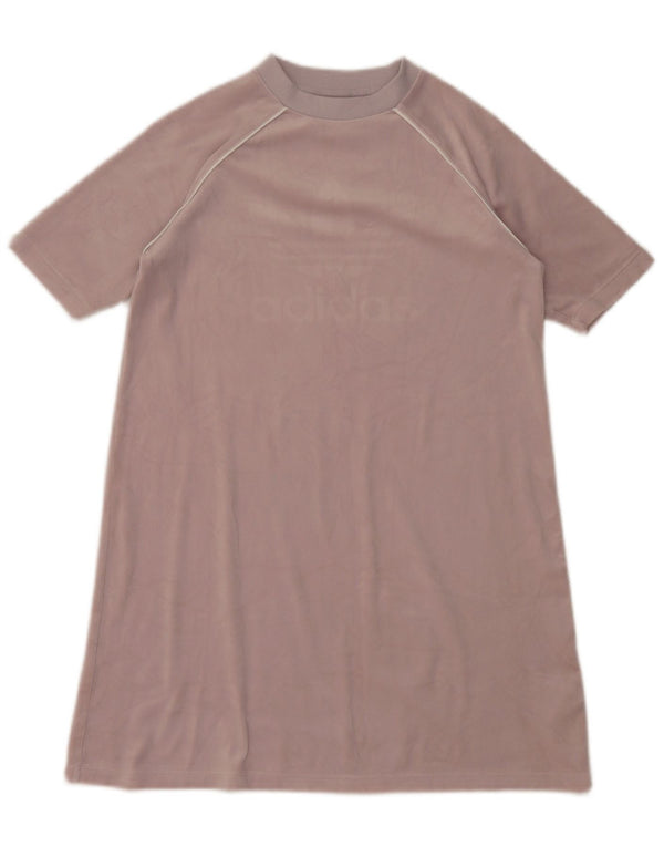 Adidas Damen Graphic Loose Fit T-Shirt Kleid UK 6 XS Lila Polyester