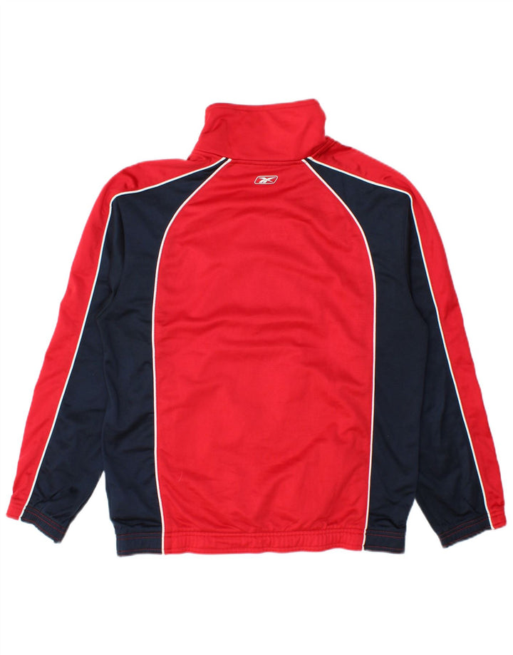 Reebok Damen-Trainingsanzug-Oberteiljacke UK 14 Mittelrotes Colourblock-Polyester