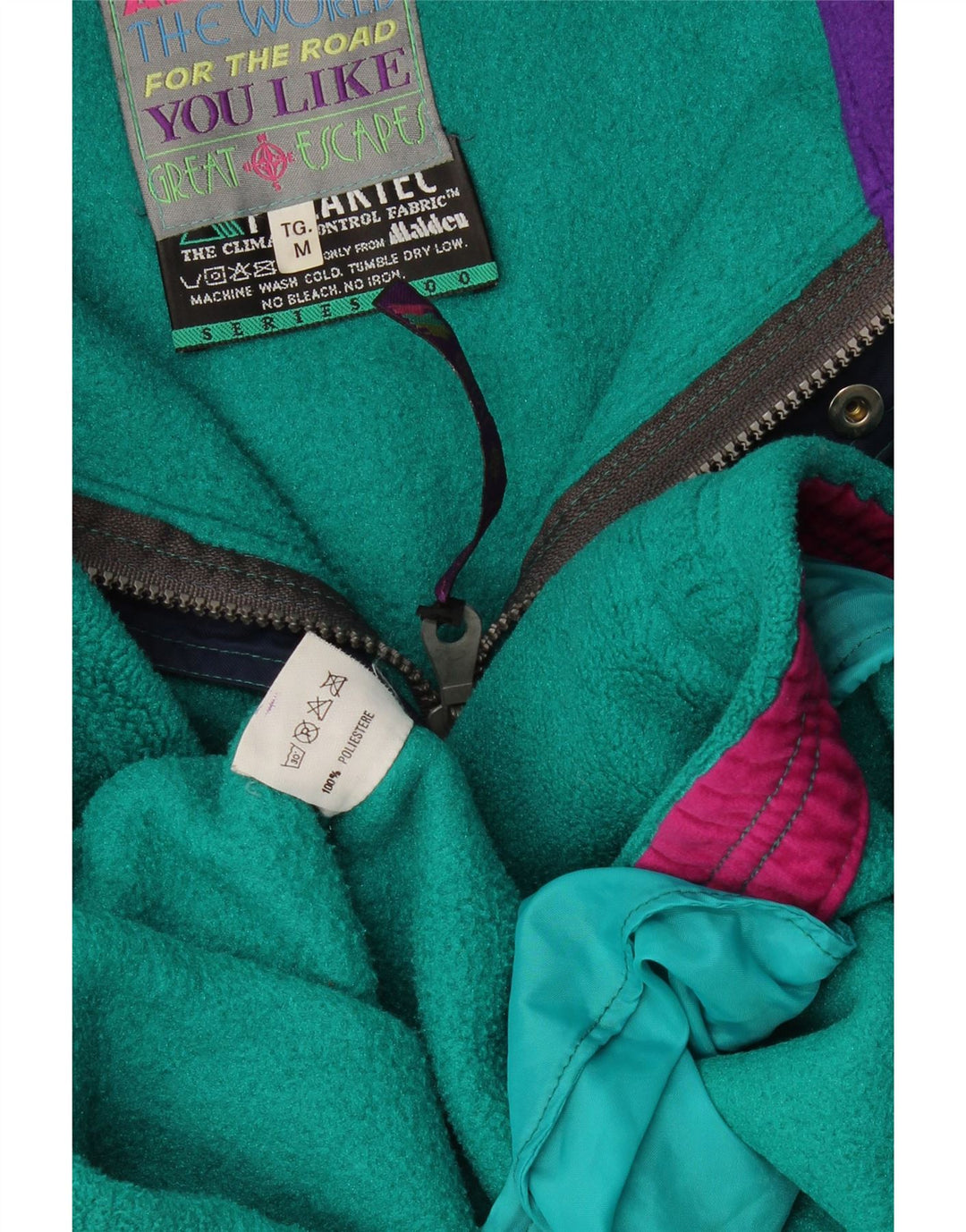 Great Escapes Herren-Fleecepullover mit lockerer Passform und Grafik, Mitteltürkis