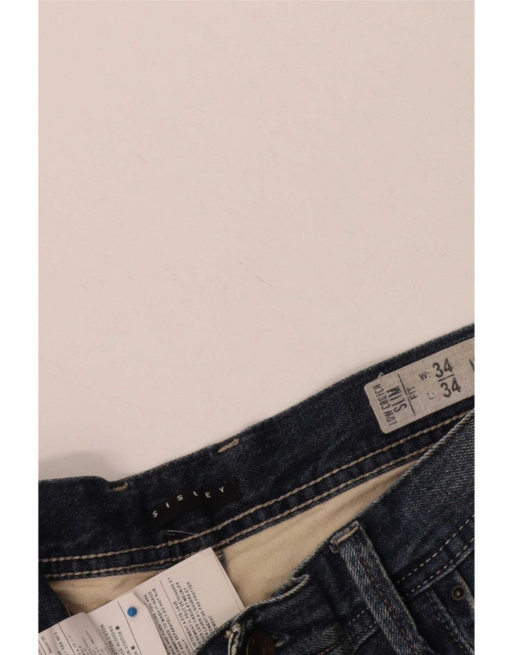 Sisley Herren Distressed Denim Shorts W34 Große blaue Baumwolle