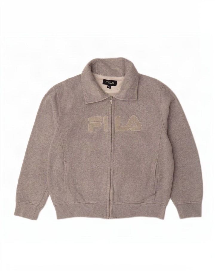 Fila Damen Grafik-Trainingsanzug-Top-Jacke UK 20 2XL Grau meliert
