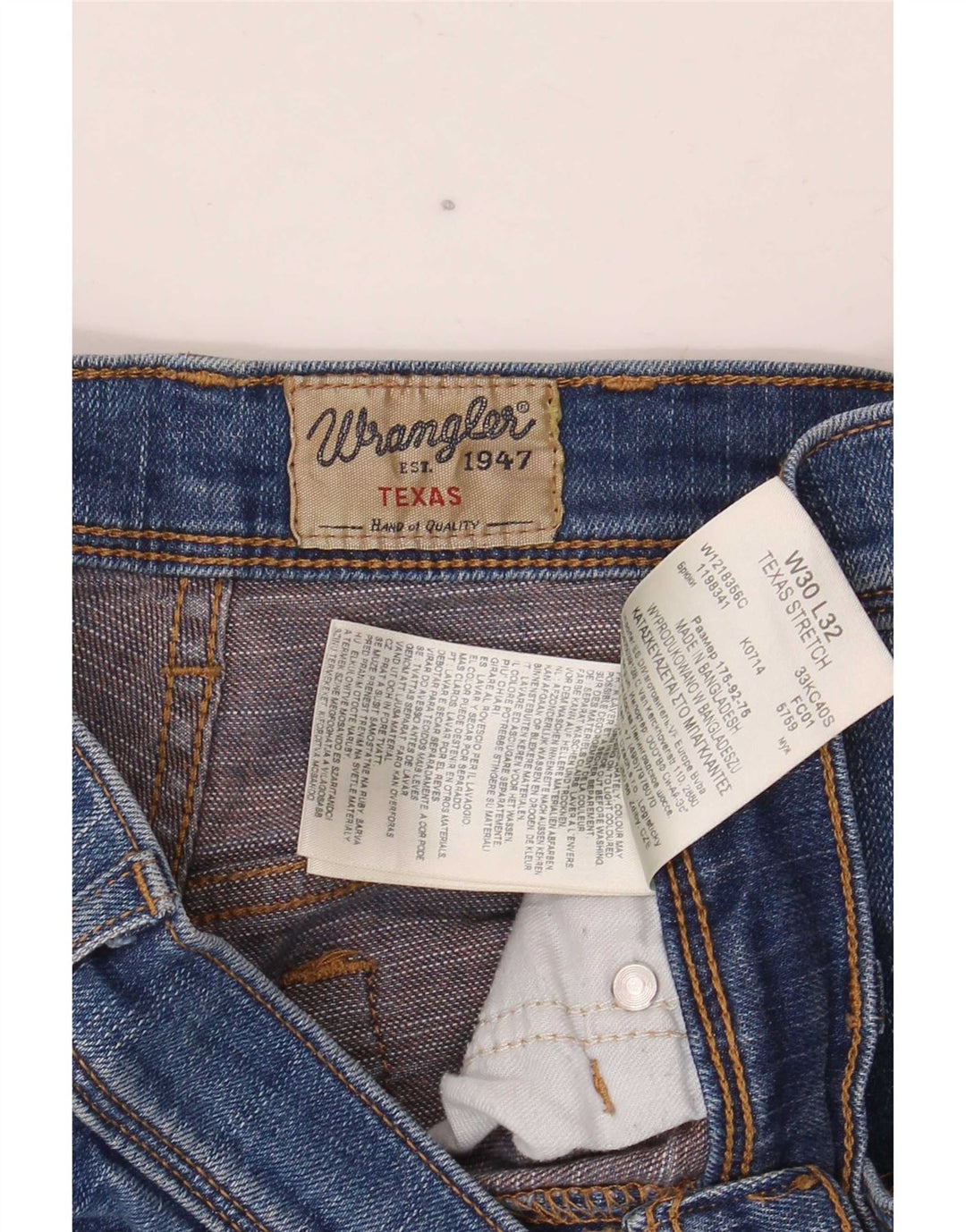 Wrangler Herren Texas Stretch Straight Jeans W30 L32 Blaue Baumwolle
