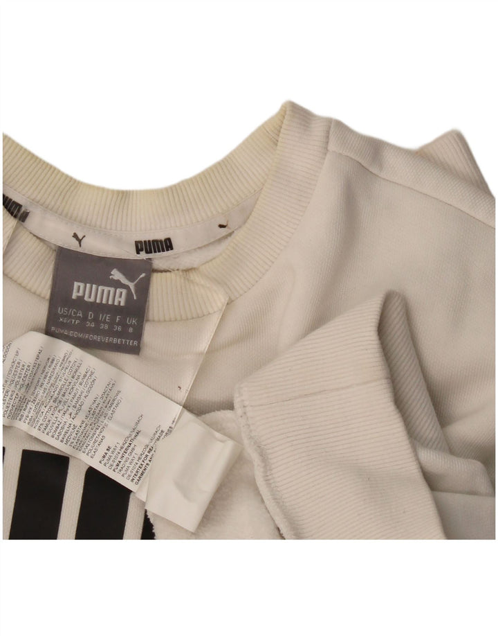 Puma Womens Graphic Oversized Sweatshirt Pullover UK 8 Small Weiße Baumwolle