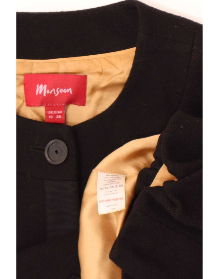 Monsoon Damen-Bolerojacke mit 3/4-Ärmeln, UK-Gr. 10, Größe S, schwarze Wolle