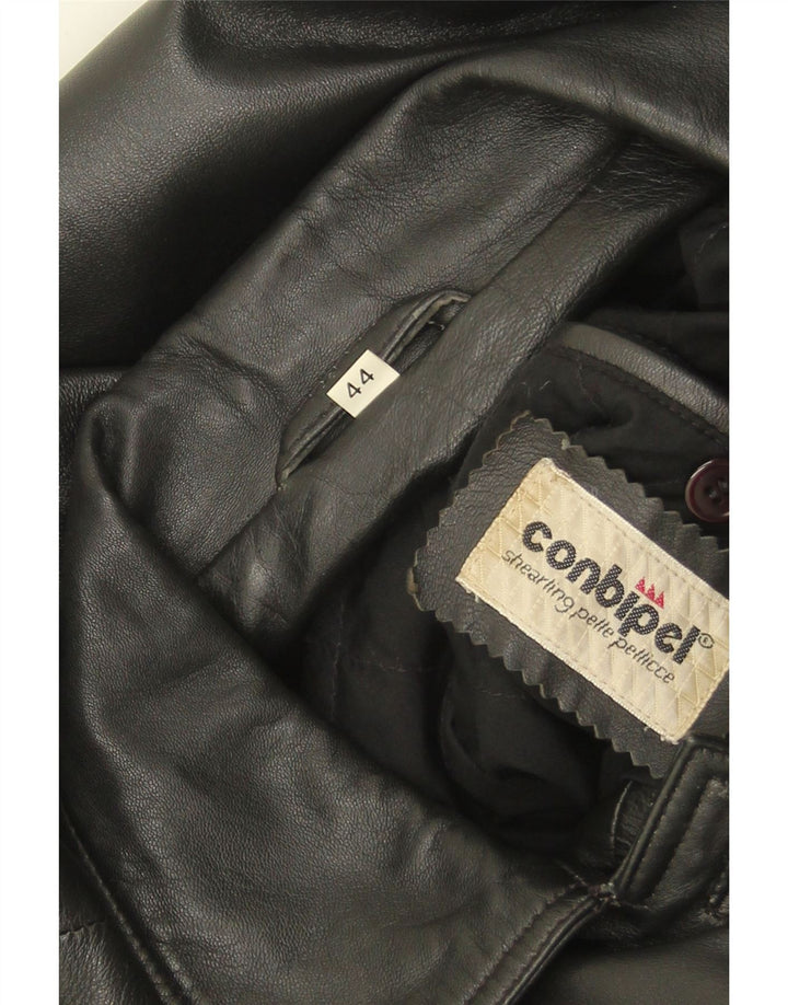 Conbipel Damen Übergroße Lederjacke IT 44 Mittelschwarzes Leder