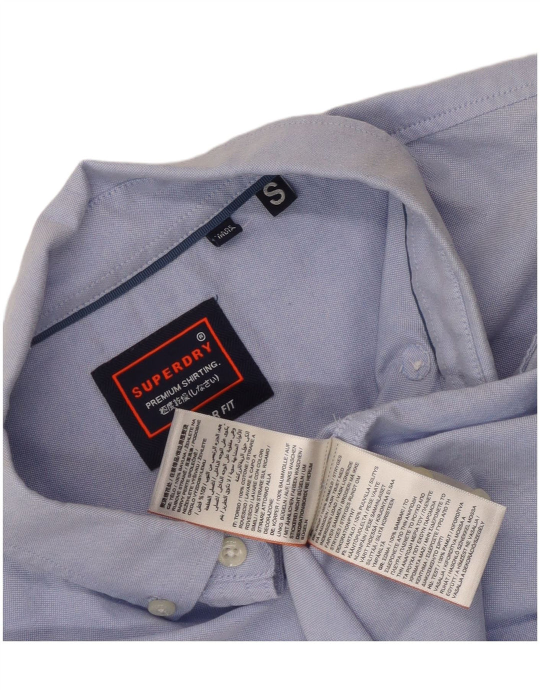 Superdry Herren Kurzarm-Hemd mit normaler Passform, Größe S, Blau, Baumwolle