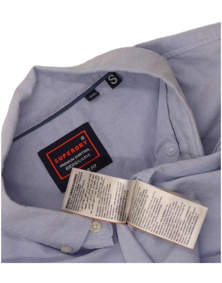 Superdry Herren Kurzarm-Hemd mit normaler Passform, Größe S, Blau, Baumwolle