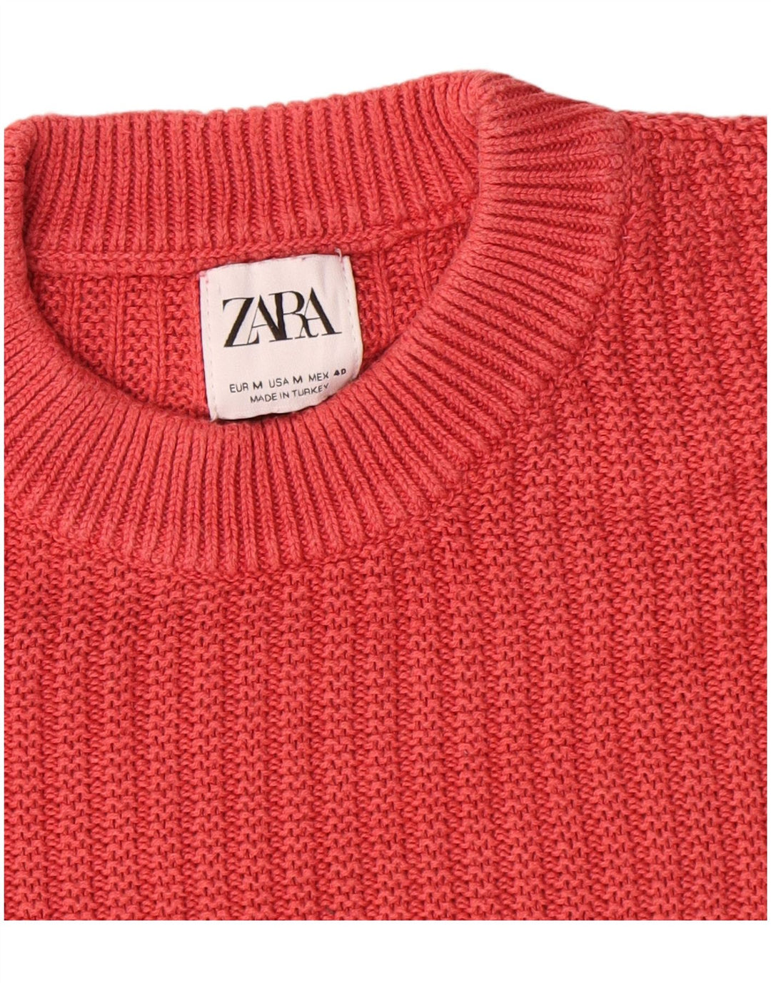 Zara Herren-Pullover mit Rundhalsausschnitt, mittelrote Baumwolle