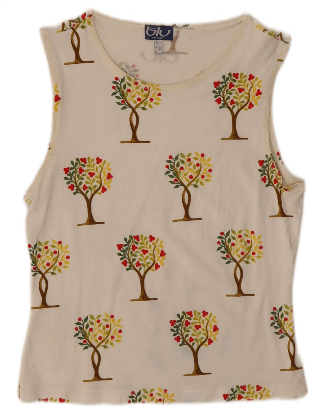 Byblos Damen Crop Graphic Vest Top UK 12 Medium White Floral