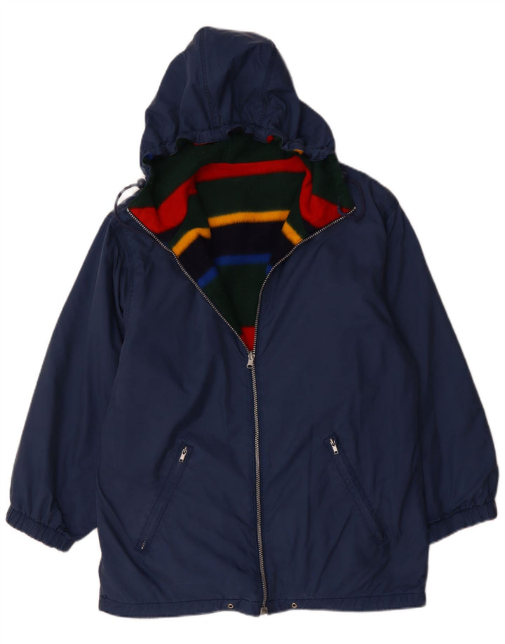 VINTAGE Damen Übergroße Kapuzen-Wendejacke UK 12 Medium Marineblau