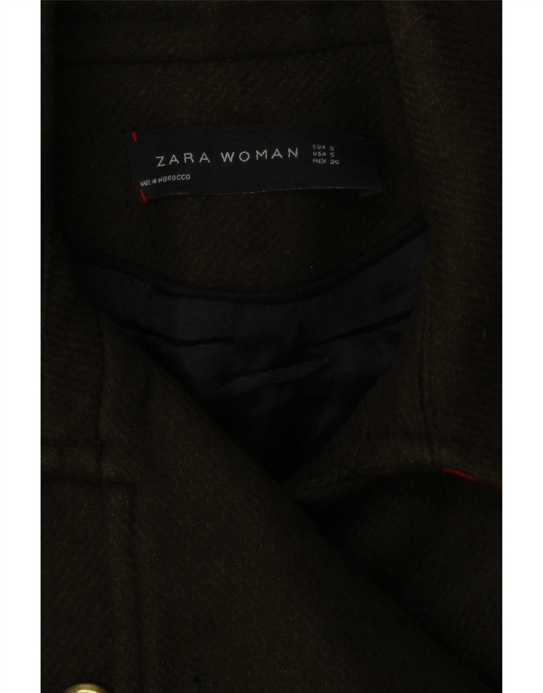 Zweireihiger Blazer für Damen von Zara, Gr. 10, Größe S, Khaki, gestreift