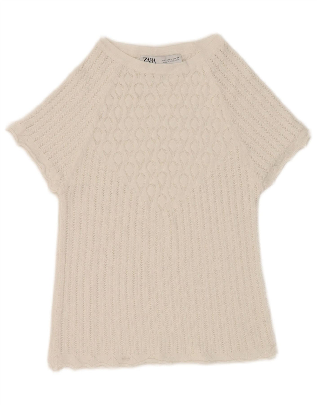 Zara Damen Crop Bluse Top UK 8 Small Weiß