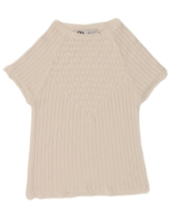 Zara Damen Crop Bluse Top UK 8 Small Weiß