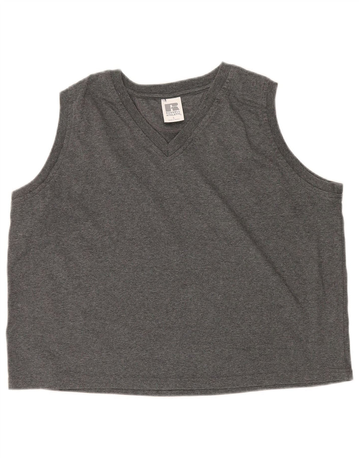 RUSSELL ATHLETIC Damen-Trägershirt UK 16 Large Graue Baumwolle