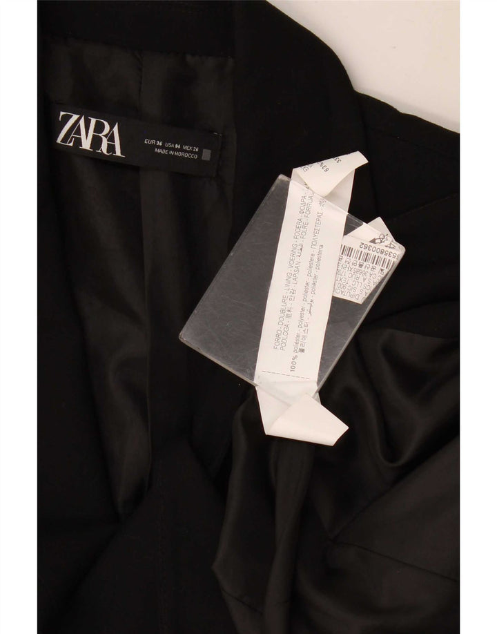 Zara Damen 1-Knopf-Blazerjacke EU 36 XS Schwarz Polyester