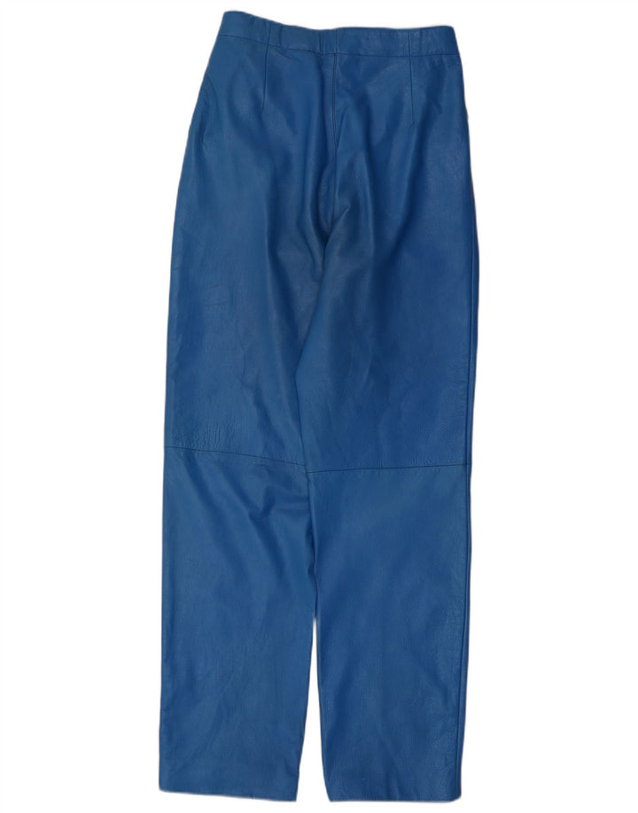 Vintage Damen Lederhose mit Klammern IT 44 Medium W26 L30 Blau