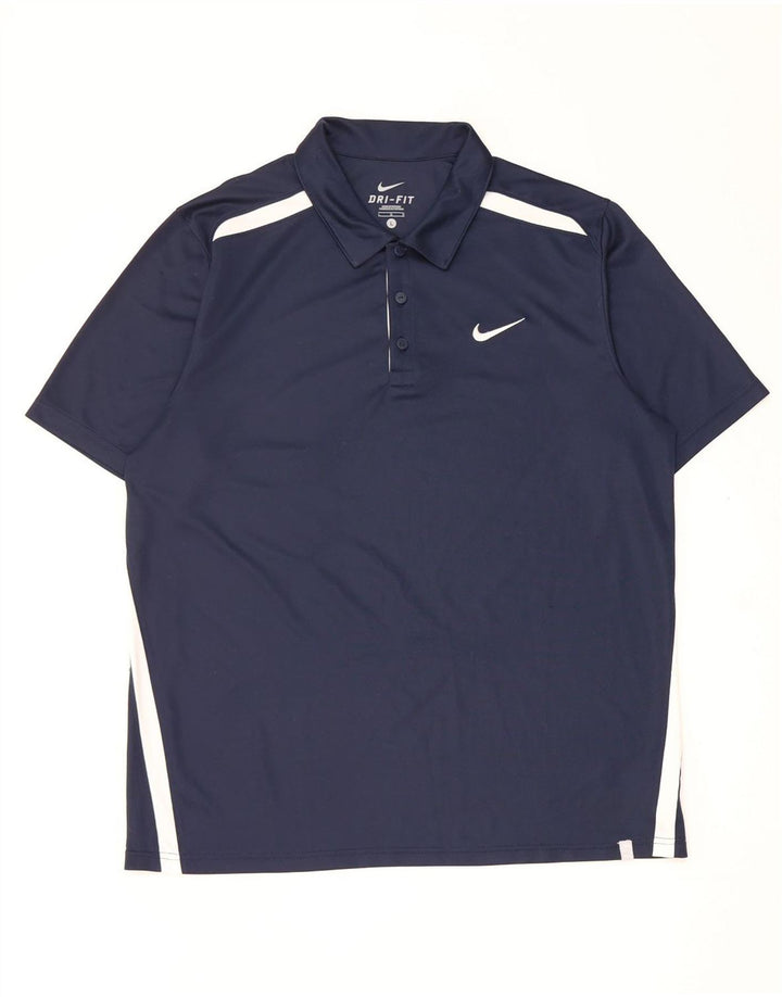 Nike Herren-Dri-Fit-Poloshirt, groß, marineblaues Farbblock-Polyester