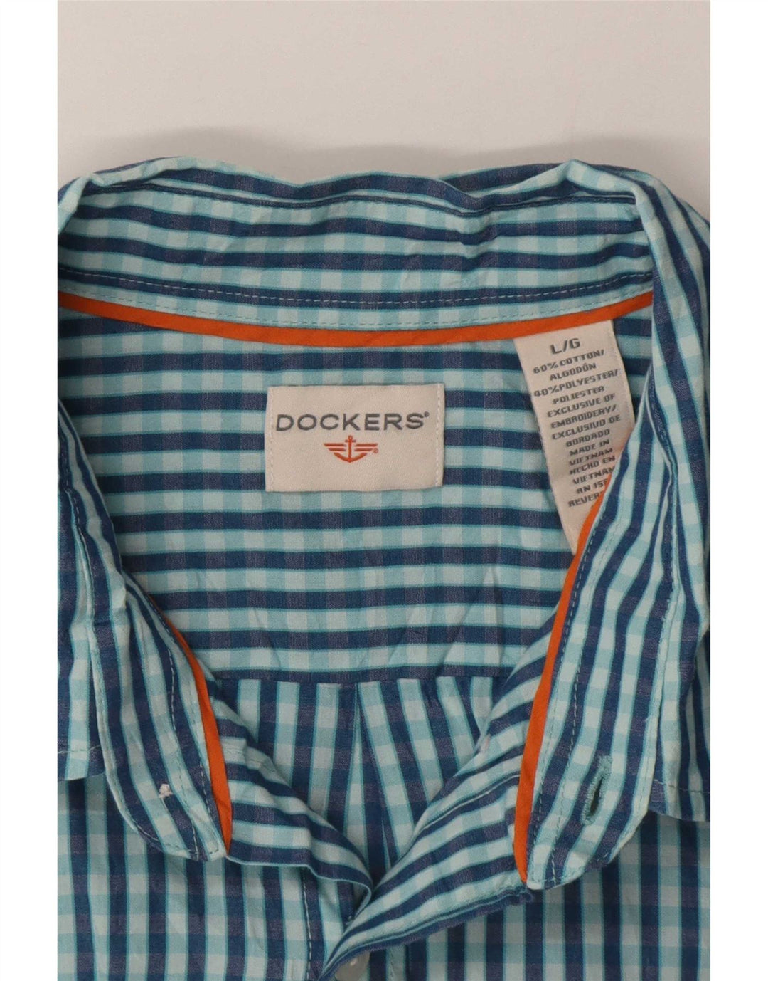 Dockers Herrenhemd, großes, blaues Gingham-Baumwollhemd