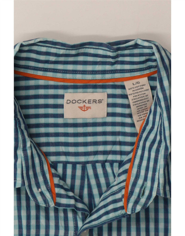 Dockers Herrenhemd, großes, blaues Gingham-Baumwollhemd