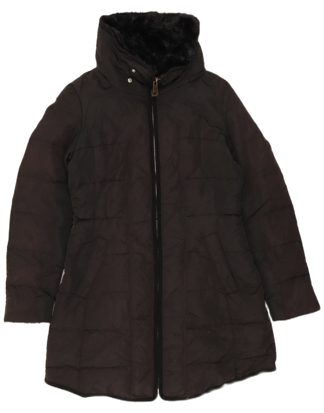 Zara Damen gepolsterter Mantel UK 14 Medium Schwarz