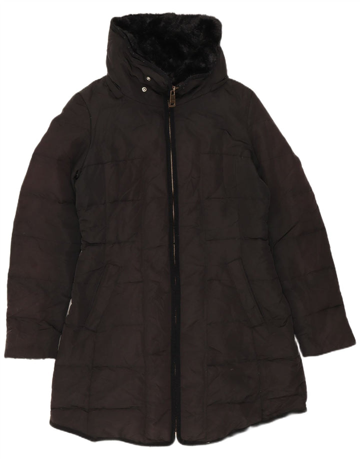 Zara Damen gepolsterter Mantel UK 14 Medium Schwarz